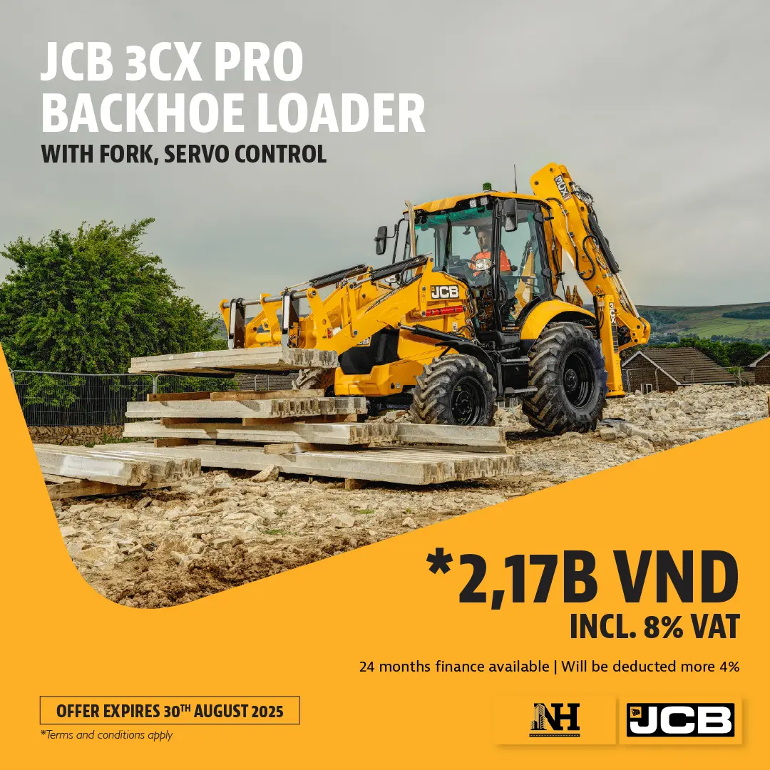 KHUYẾN MÃI 2025 – Máy xúc đào liên hợp JCB 3CX Pro (Có nĩa, Kiểm soát Servo)
